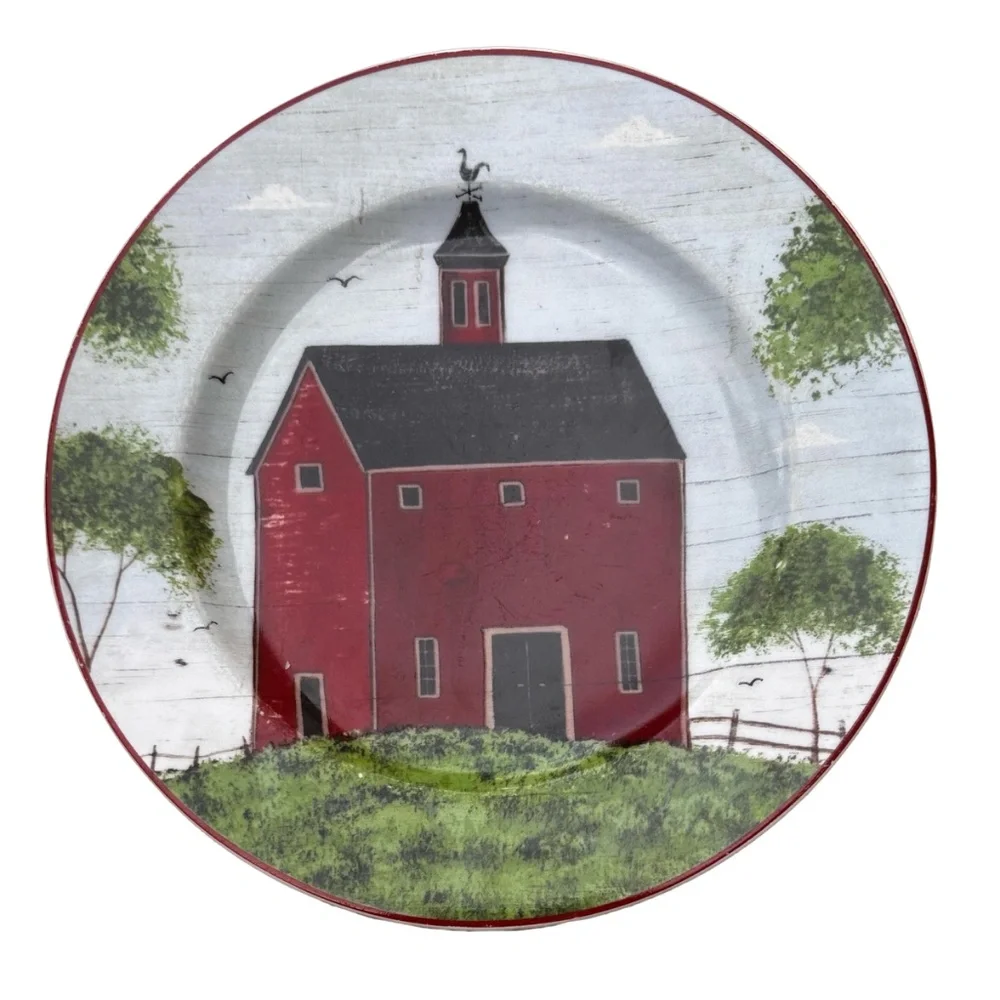 Sakura Warren Kimble Barns Salad Dessert Plate 8 Set of 2 Brandon House Vintage